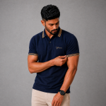 BEEU Elite Polo – Premium Fern Navy Blue Polo Shirt for Men - Image 2