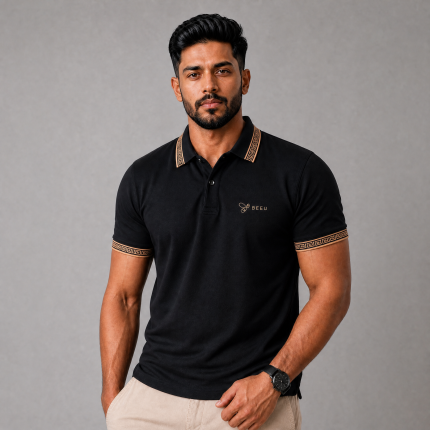 BEEU Elite Polo – Premium Black Polo Shirt for Men