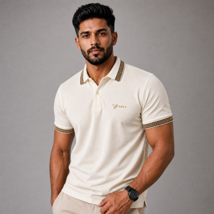 BEEU Elite Polo – Premium Ivory Polo Shirt for Men