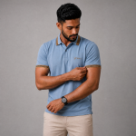 BEEU Elite Polo – Premium Fern Air Force Blue Polo Shirt for Men - Image 2